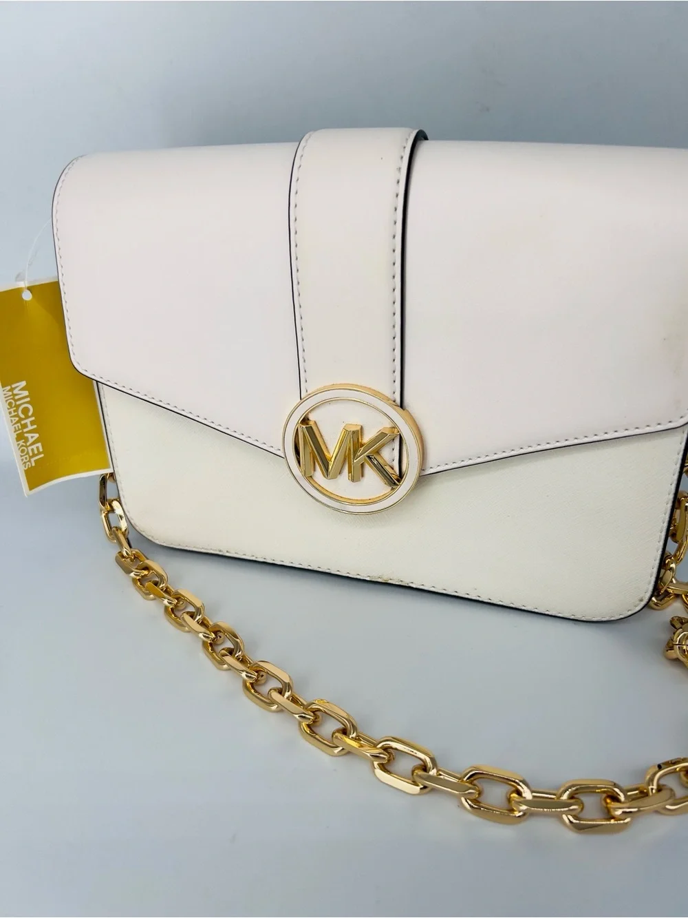 Michael Kors optic White MK Logo Chain Crossbody Bag